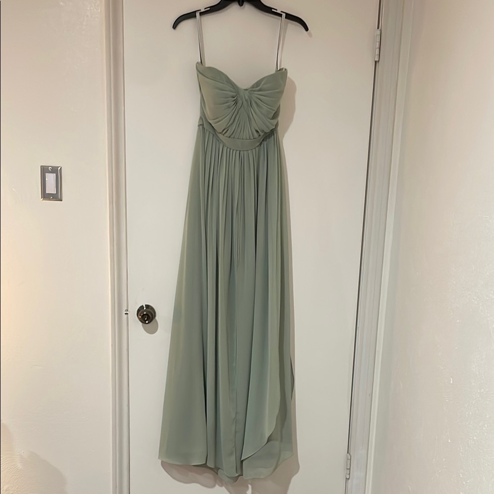 Jenny Yoo Strapless Dress in Soft Green